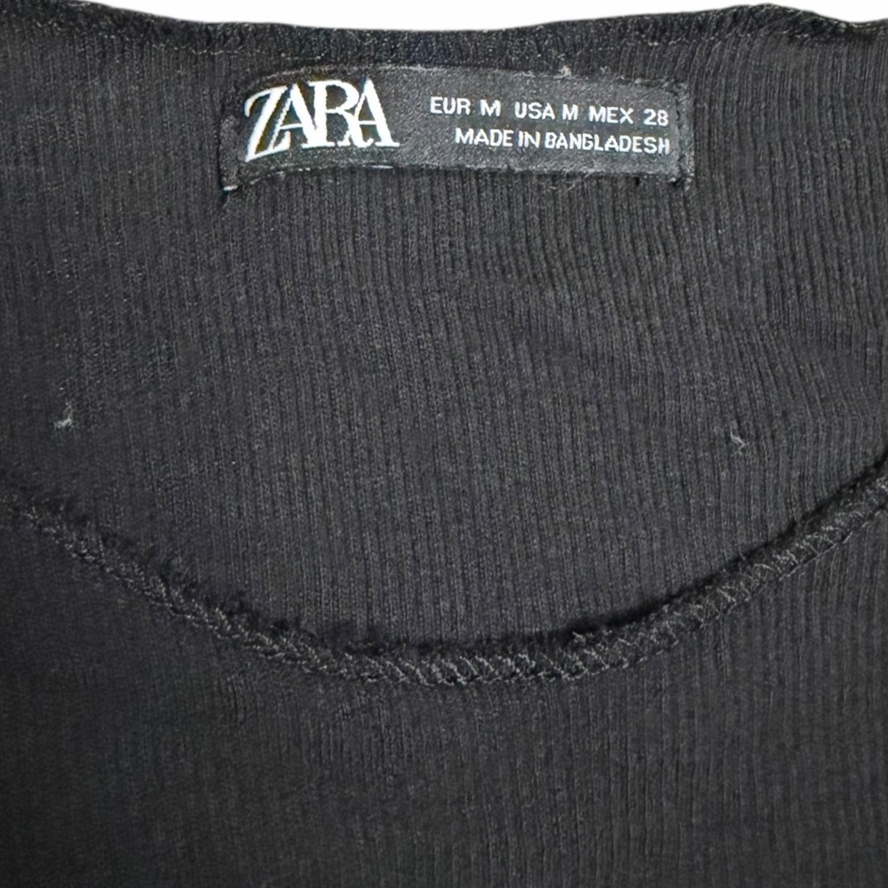 Zara Black Ribbed Cropped Tank - Picture 2 of 3